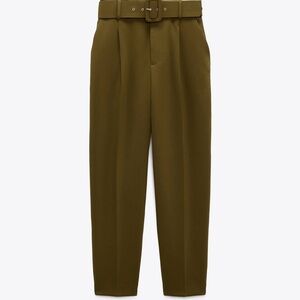 Zara Pants with Fabric Covered Belt - Olive Green. NWT